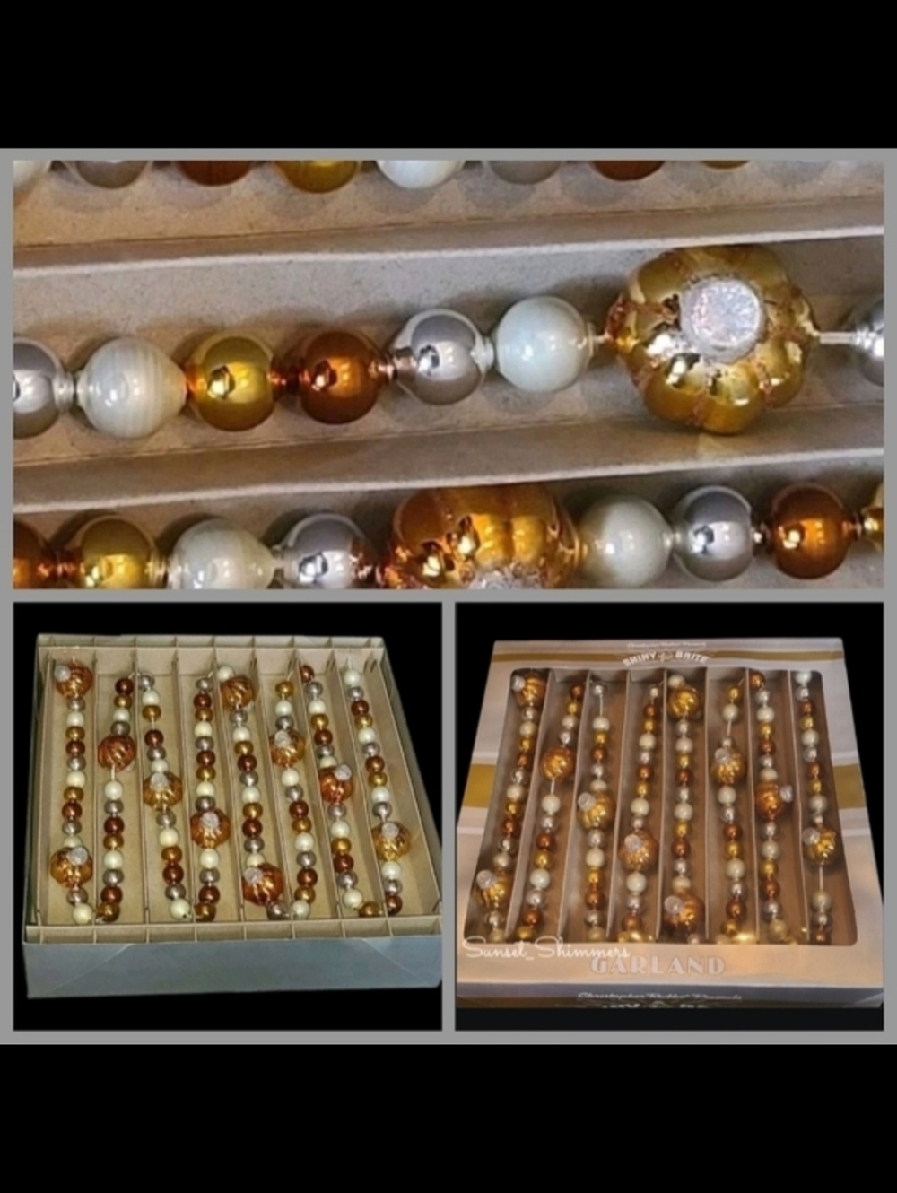 Radko Shiny Brite Vintage / Style Fall Autumn Glass Pumpkin Thanksgiving Garland